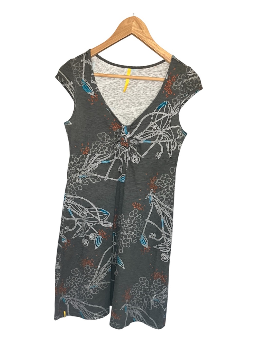 Lole women’s Grey Floral Cotton Cap Sleeve Mini Dress Size Small